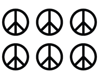 Peace Zeichen Vinyl Aufkleber: Auto, Laptop Aufkleber - Set mit 6