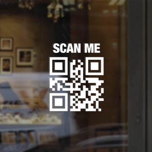 Personalized QR Code Vinyl Sticker – Custom Business Window Decal, Menu Scan Sign, Storefront or Car Display - QR Code Decal for Window