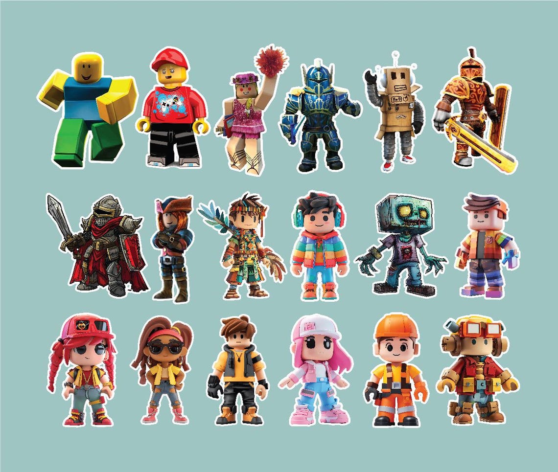 Roblox Stickers Pack: 18 Die-cut Waterproof Vinyl Decals - Etsy