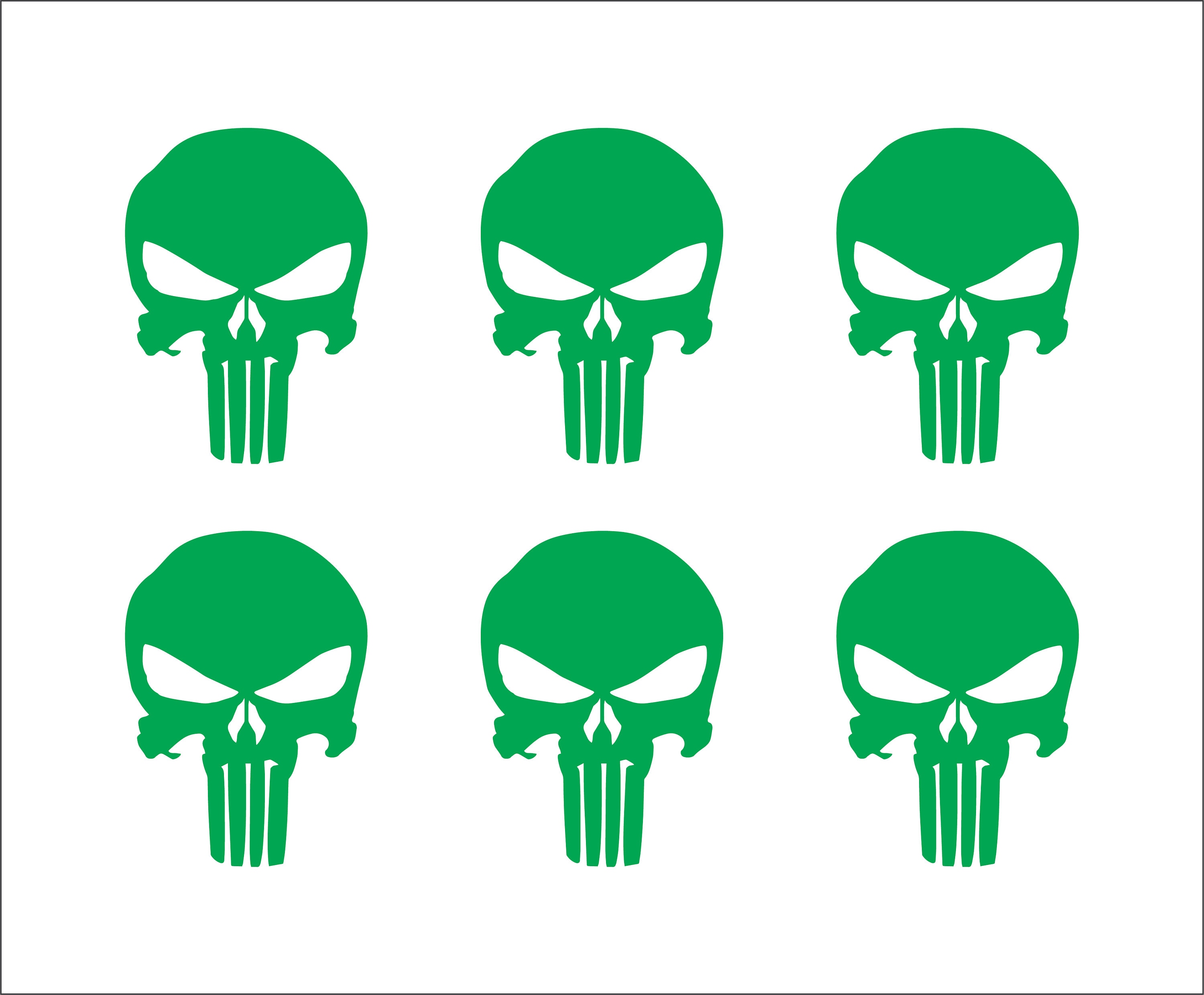 The Punisher Skull Sticker Set - 6pcs Vinyl PVC Decals For Cars, Laptops, Helmets