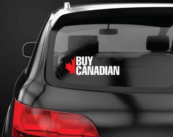 Vinilo adhesivo con la bandera de Canadá: Compra productos canadienses, apoya lo local (6x2 pulgadas)