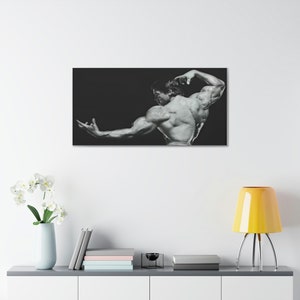 Arnold Schwarzenegger Posing Canvas Poster, The Famous Arnold Pose Canvas