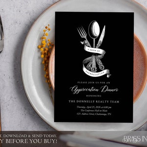 Show of Appreciation Dinner Luncheon Retirement Going Away Invitation Digital Template Corjl Printable Evite