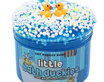 Little Bath Duckies, Clear Base Floam Slime, Blue Slime, Slime Shop, Duck Gifts, FLOAM Slime, Lawn Games, Sensory Bin, Slime Play