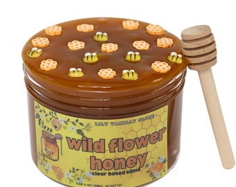 Wild Flower Honey Slime, Honey Slime, Scented Slime, Slime Shop, Yellow Slimes, Clear Base Slime, Sensory Bin, Lawn Games