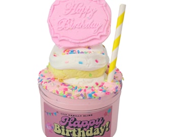 Happy Birthday Slime Kit, Strawberry Shortcake Scented, DIY Butter Glossy Slime