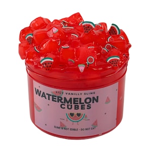 Watermelon Cube Slime, Scented Clear Slime with Fimo Slices