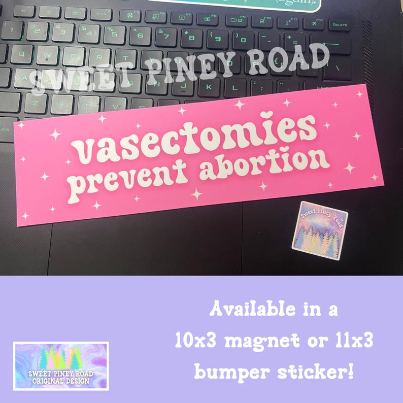 Vasectomies Prevent Abortion Car Magnet or Bumper Sticker, My Body My Choice Decal, Feminist Protest Womens Reproductive Rights, Roe vs Wade image 2