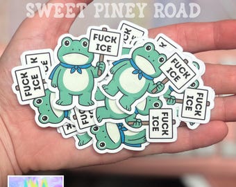 Portland Frog Kiss Cut Stickers, Anti-Trump Sticker Pack, Anti Ice Political Humor 2in. Glossy! 15/35/50 pc., Cute Rally Protest Handouts