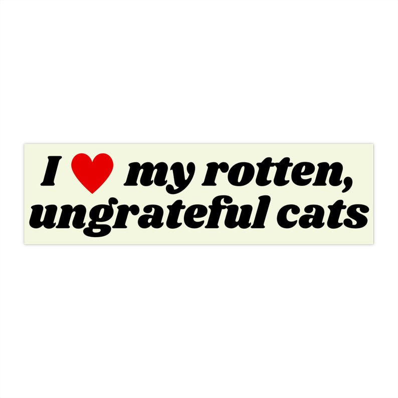 I Love My Rotten Ungrateful Cats Funny Cute Bumper Sticker, Car Vehicle Decal, Waterproof Weatherproof Kitty Lover Gift image 1