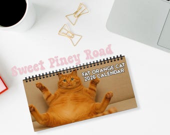 Orange katt 2026 skrivbordskalender, rolig kattmamma-present, rolig kvick kattkalender för julklapp, ohämmade vuxen humoristisk kattungeälskare-dekor