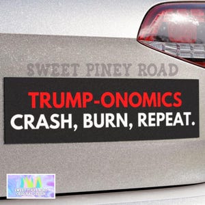 Anti Trump Economics Car Magnet or Bumper Sticker, Inflation Recession Decal, Tariffs Rising Anti-MAGA, Economy Tanking, Protest Leftist Car