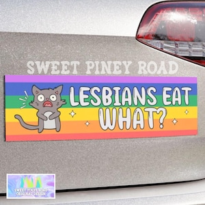 Lesben Eat What Automagnet, lustiger LGBTQIA + Autoaufkleber, Lesben Pride Aufkleber, lustiges LGBT Scherzgeschenk für Freund, Regenbogen Aufkleber inklusive