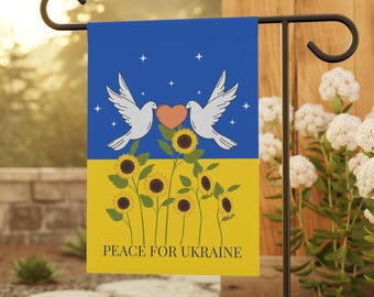 Peace For Ukraine Garden Flag, Flag and Yard Sign for Outdoor, I Stand With Ukraine, Pro-Zelensky, Pro-Democracy, Anti-Trump Decor Gift