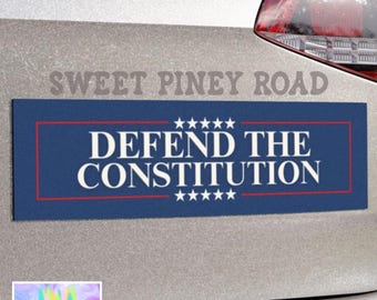 Defend the Constitution Car Magnet/Bumper Sticker, Pro-Democracy Patriotic Peaceful Resistance, Equality Gift For Democrat Protest Hands Off