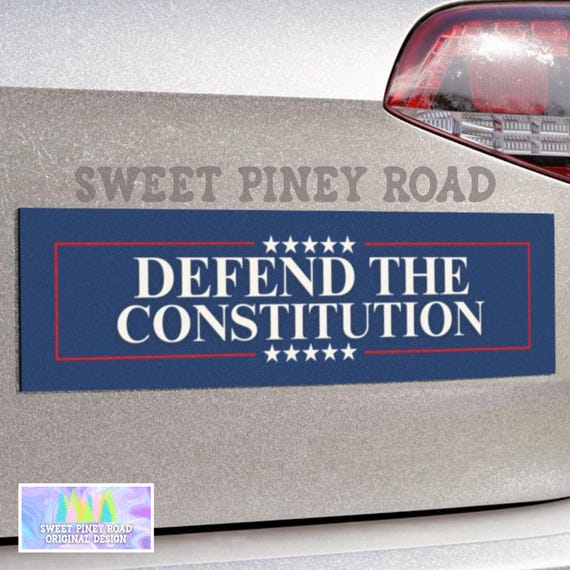 Defend the Constitution Car Magnet/Bumper Sticker, Pro-Democracy Patriotic Peaceful Resistance, Equality Gift For Democrat Protest Hands Off