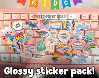 Pride Stickers Bundle, LGBTQIA+ Rainbow Support, Mini Vinyl Sticker Pack, Pride Festival Favor, Queer Inclusive Gift, Cute Parade Handouts