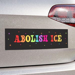 Abolish ICE Car Magnet or Bumper Sticker, No Borders Bumper Sticker, Immigration Rights Decal, Political Protest Sticker, Progressive Vinyl