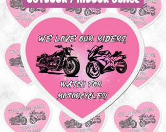 Watch For Motorcycles Magnet, Moto Car Decal Magnet, Fridge Magnet, Outdoor Magnet, 4 Inch, 5 Inch, 6 Inch