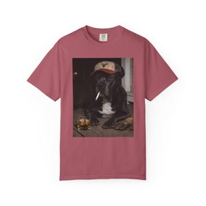 Funny Cane Corso Shirt, Dog Dad T-Shirt, Blue Collar Man Gag Gift Tee For Husband, Hilarious Meme Comfort Colors® Tshirt, Dog Smoking Shirt Crimson
