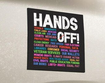 Hands Off Demonstration Auto-Magnet, Politischer Aktivismus-Aufkleber, Sparen Sie öffentliche Ländereien, Medicare soziale Sicherheit, Redefreiheit Umweltrechte