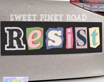 Imán para coche "Resist", pegatina para parachoques "Resist", calcomanía de vinilo para coche LGBTQIA reproductiva, pegatinas para coche "Resist", pegatina de vinilo "Ciencia, Activismo Feminista"