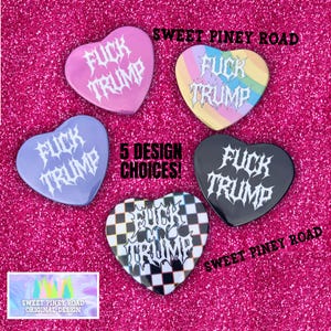 Botón de corazón de metalcore "Que se joda Trump", botones alternativos góticos "Abolir ICE Y2K", deathcore hardcore FDT, anti-Trump pro-inmigración