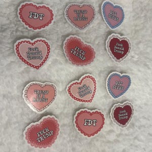 FUCK TRUMP Tiny Heart Confetti Stickers | Clear or Holographic | Anti-Trump Protest Sprinkles | Mini Statement Stickers (100 Count)