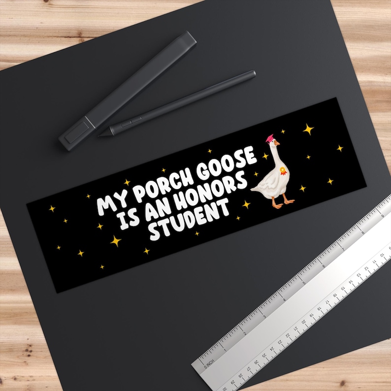 Porch Goose Honors Student Car Magnet Or Bumper Sticker, Silly Honk Humor, Funny Gag Joke Gift, Decorative Refrigerator Fridge Laptop Decal Bumper Sticker