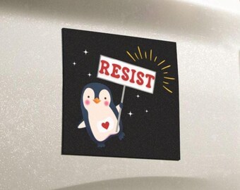 Penguins Resist Car Magnet, Anti Trump Magnet Sticker, Penguins Against Tariffs, Resist Car Magnet, Social Justice, Liberal FDT Car Decor