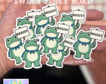 Portland Frog Resist Stickers, Anti-Trump Sticker Pack, Anti Ice Political Humor 2in. Glossy 15/35/50 pc, Cute Frogs Rally Protest Handouts