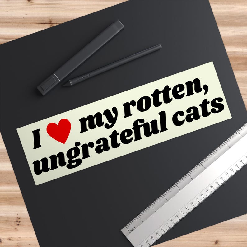 I Love My Rotten Ungrateful Cats Funny Cute Bumper Sticker, Car Vehicle Decal, Waterproof Weatherproof Kitty Lover Gift Bumper Sticker