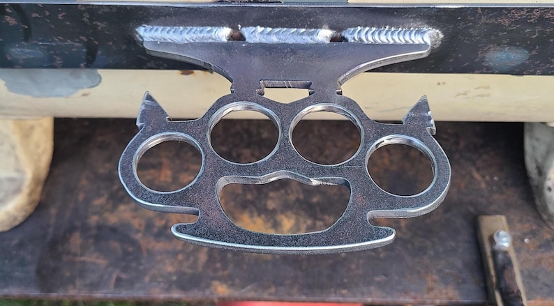 BBQ Pit Door Bracket: Brass Knuckle Handle DXF File - Etsy