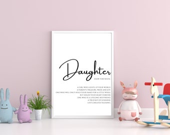 Daughter Definition Quote Digital Print, Daughter Wall Art, Home Decor Definition, Daughter Meaning, Daughter Quote Printable Gift, Daughter
