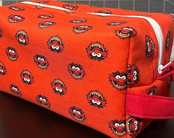The Muppets Animal Red Travel Pouch | Large 9" Makeup & Toiletry Bag | Canvas Duck Fabric Interior