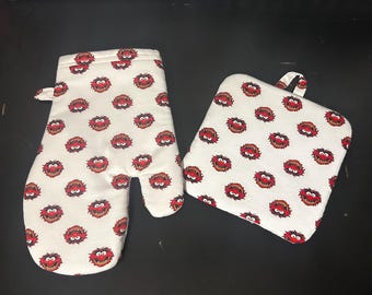 Muppets Animal Oven Mitt and Potholder Set White - Handmade Kitchen Decor