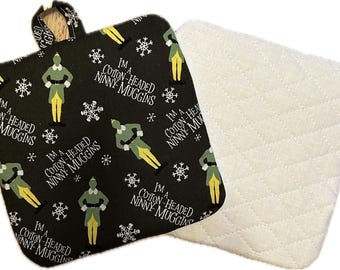 Elf Christmas Pot Holder, Trivet, Potholder - Cotton Headed Ninny Muggins
