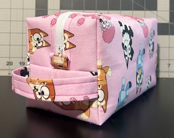 Bluey and Friends Travel Pouch | Large 9" Makeup & Toiletry Bag | Canvas Duck Fabric Interior