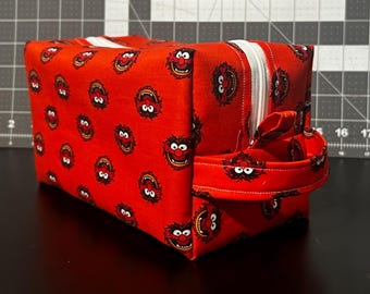 The Muppets Animal Red Travel Pouch | Large 9" Makeup & Toiletry Bag | Canvas Duck Fabric Interior