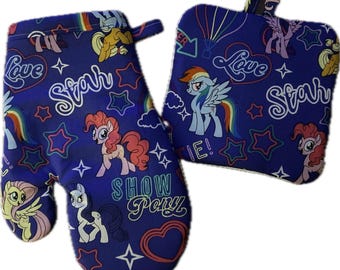 My Little Pony oven mitt and potholder set. Trivet - Pot Holder!