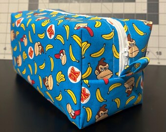 Donkey Kong & DK Jr. Toiletry Bag | Large 9" Arcade Travel Organizer | Canvas Interior