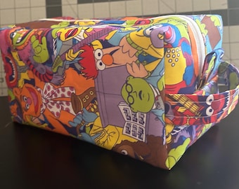 The Muppets Travel Pouch | Large 9" Makeup & Toiletry Bag | Canvas Duck Fabric Interior
