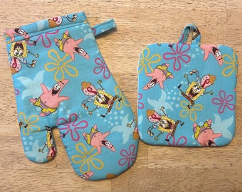 SpongeBob Square pants, Patrick Star and Gary Oven Mitt and  Potholder Set!