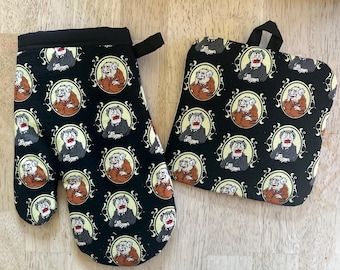 Handmade Muppets Statler and Waldorf Oven Mitt and Potholder Set