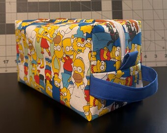 Toiletry Bag | The Simpsons Family Character Collage | 8.5 Inch Travel Pouch | Duck Canvas Interior