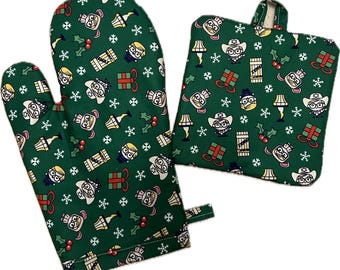 A Christmas Story Ralphie Leg Lamp Oven Mitt and Pot Holder Potholder set