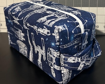 Star Wars Ships Toiletry Bag | Large 9" Travel Organizer | Heavy-Duty Canvas Interior