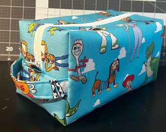 Toy Story Travel Pouch & Makeup Bag |Toiletry Bag Large 9" Blue Sky Design | Duck Fabric Canvas Interior