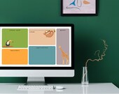 Animal Desktop Organizer Wallpaper | Student Desktop Background (Digital Download)