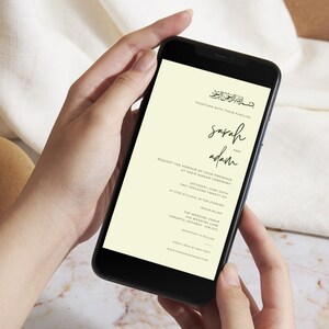 Digital Muslim Wedding Invitation, Electronic Nikkah Invite, Digital Nikkah Invitation, Islamic Wedding Evite, Nikkah Evite, Canva Template